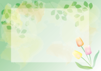 郁金香(简单)(树漏日绿、橙色和黄色)花框架