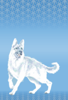 狗(水彩风杜伯曼)和风背景2018戌年干支(纵)