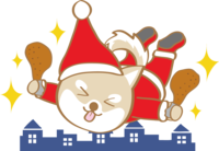 Cute Christmas (Shiba Inu Santa Claus with chicken)