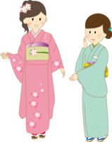 Girl in a kimono that rejoices (girl)