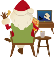 Fashionable (TV while eating potato chips) Santa Claus