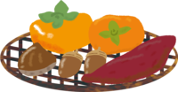 (Acorn persimmon chestnut sweet potato) illustration / autumn