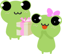 Male frog presents to female frog