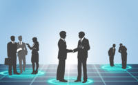 Businessman in virtual space-Businessman-Background