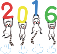 Cute monkey-New Year's card-Ring-tailed lemur