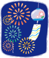 Cute wind chimes and fireworks / summer vacation