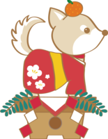 Year of the dog (Kagami mochi) Illustration 2018 Cute dog