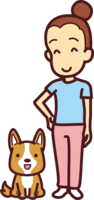 Corgi is lined up with owners (female)-cute dog