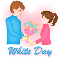 White Day-Men Sending Bouquets and Women Receiving Bouquets