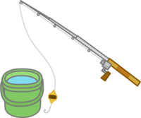 Fishing rod and bucket