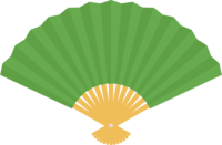 Green folding fan