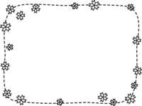 Dotted line black and white frame of cherry blossoms Decorative frame