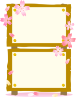 桜と縦に2つ並んだ立て看板のフレーム飾り枠