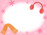 Pink frame of earmuffs and muffler Decorative frame