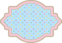 Label-like decorative frame with colorful polka dots