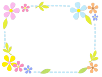 フェルトの花の水色点線フレーム飾り枠