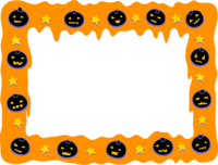 ハロウィン-かぼちゃとオレンジ色の垂れたようなフレーム飾り枠