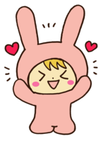 A child wearing an excited rabbit cuckoo