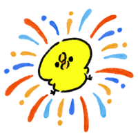 chick with fireworks