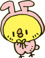 Chick dressed in a rabbit costume