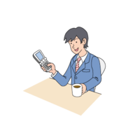 Male employee who uses a mobile phone in the company