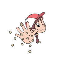 Face of a girl sowing beans