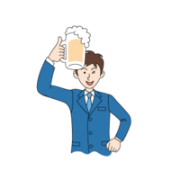 Toast with beer, new adult in suit