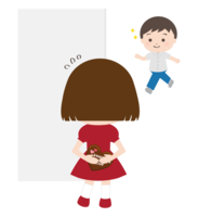 Girl trying to give chocolate to a boy