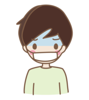 A man wearing a mask due to poor physical condition