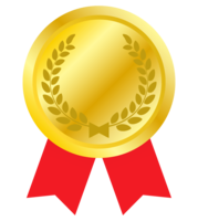 リボンが付いた金メダル