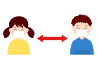 Social distance (children wearing masks)
