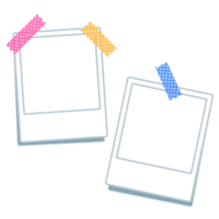 マスキングテープで留めた2枚のポラロイド写真のフレーム-枠