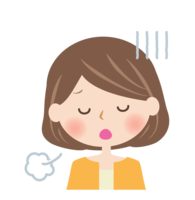 Face of a woman who sighs deeply