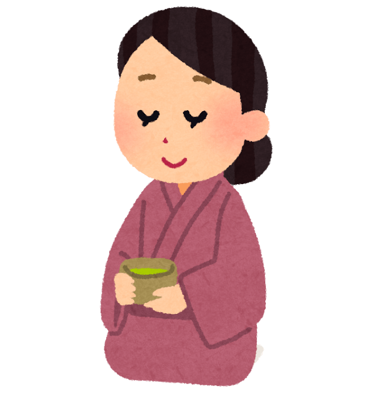 お茶を飲む女性(茶道)