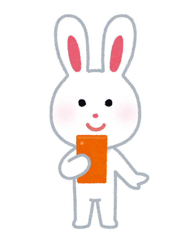 スマートフォンを使うウサギのキャラクター