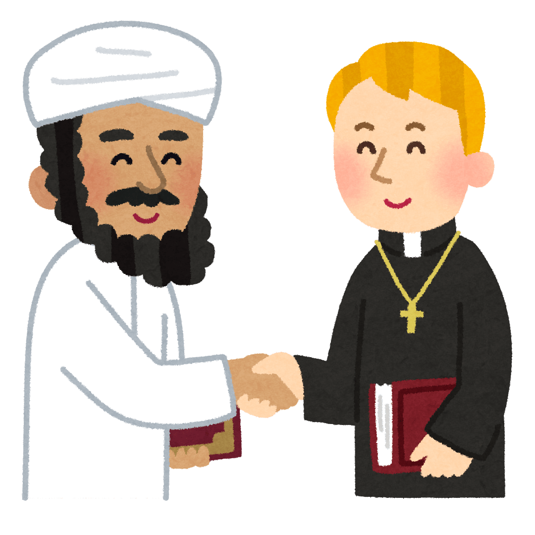 握手をするイスラム教徒とキリスト教徒 イラスト素材 超多くの無料かわいいイラスト素材