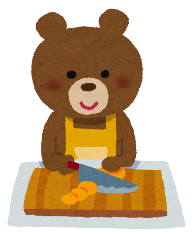 料理をするクマのキャラクター