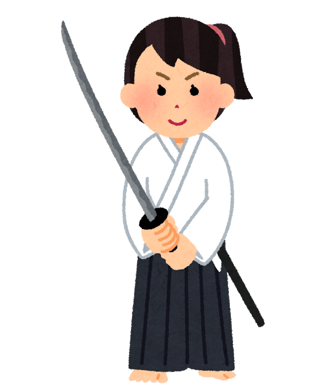日本刀を構える女性(道着)