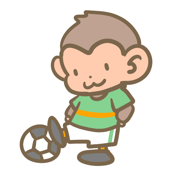サッカーをする猿 緑 イラスト素材 超多くの無料かわいいイラスト素材