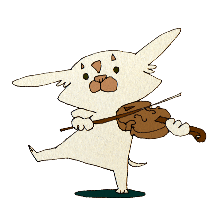 バイオリンを楽しく弾くチワワ