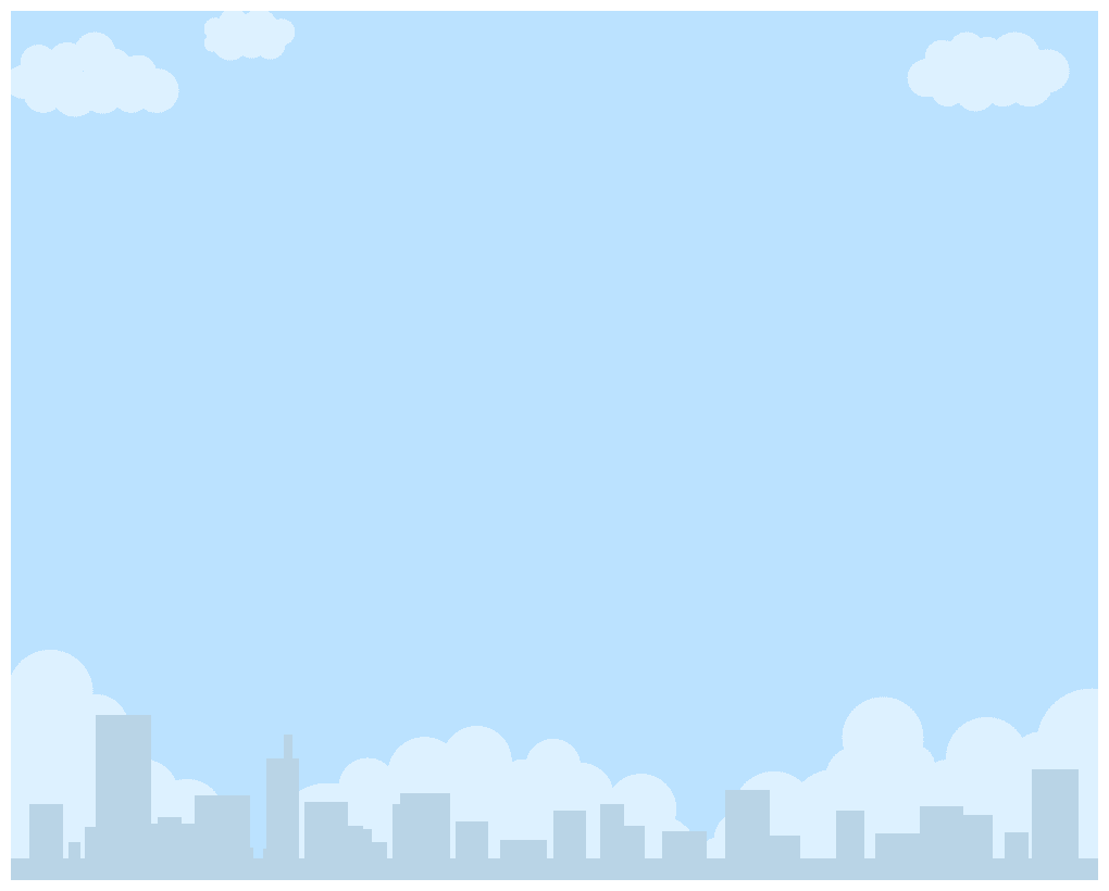 (風景背景)雲が浮かぶ青空とビルのシルエットの街並み