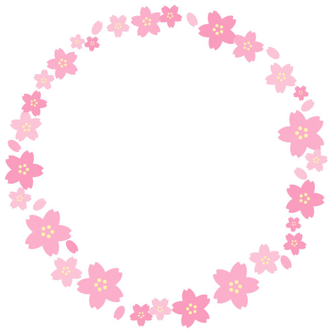 桜の丸型 円形 フレーム飾り枠 イラスト素材 超多くの無料かわいいイラスト素材