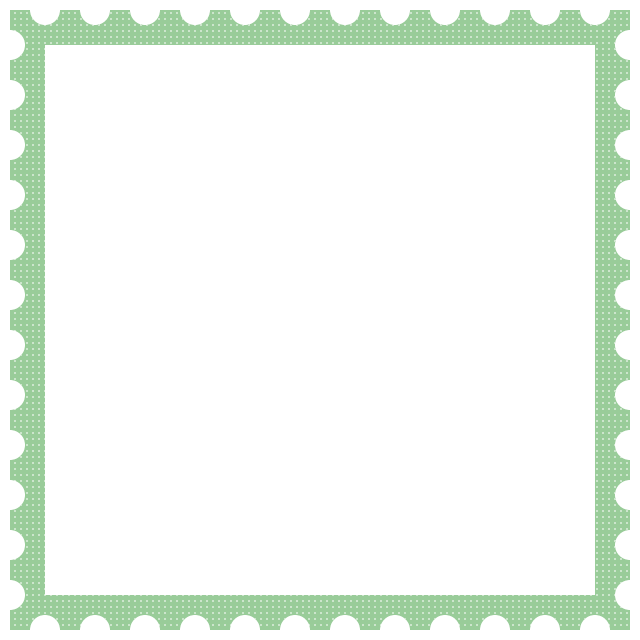 かわいい郵便切手風フレーム飾り枠イラスト ドット柄 緑色 イラスト素材 超多くの無料かわいいイラスト素材