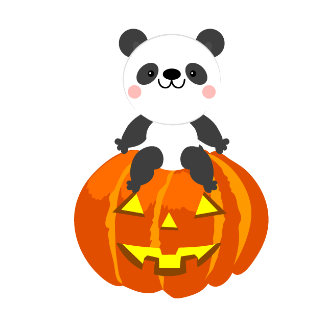 パンダとハロウィンかぼちゃ イラスト素材 超多くの無料かわいいイラスト素材