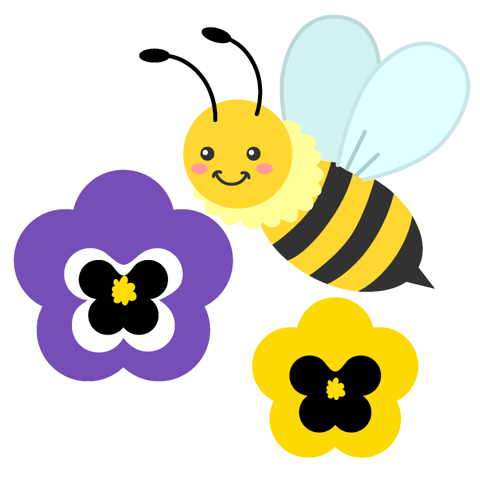かわいいミツバチとパンジーの花 イラスト素材 超多くの無料かわいいイラスト素材