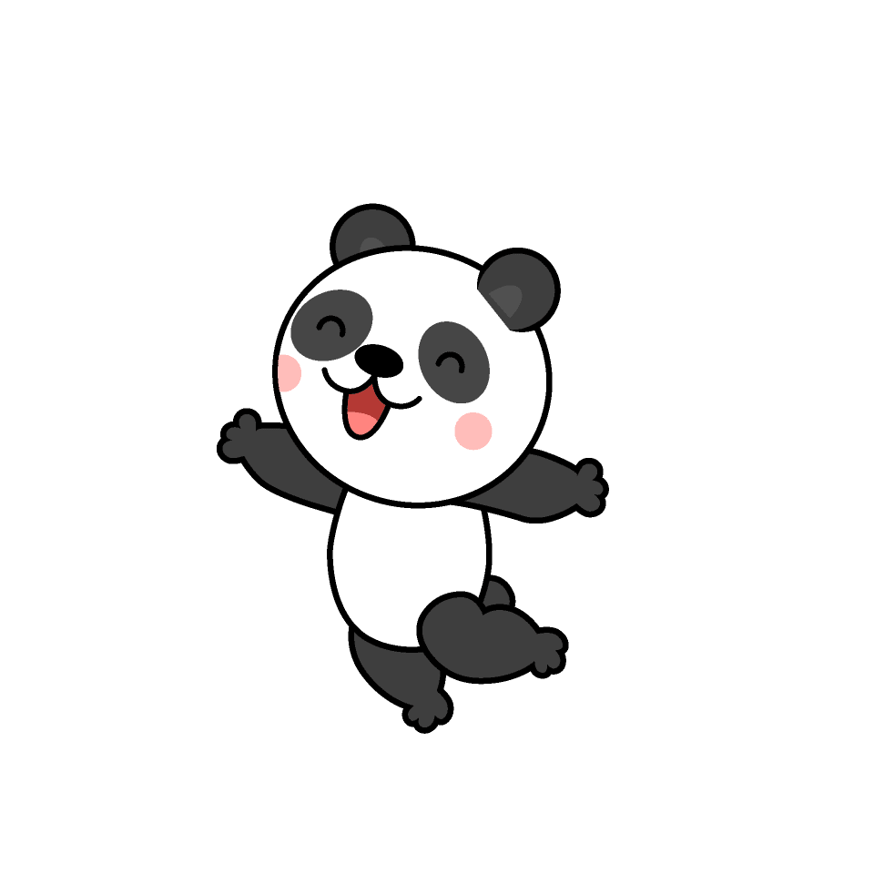 Jumping Panda Character Illustration Material Lots Of Free