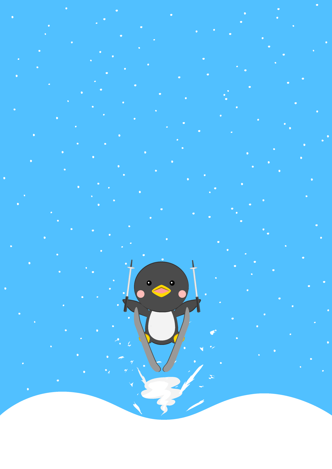 スキージャンプするペンギンの背景画像 イラスト素材 超多くの無料かわいいイラスト素材