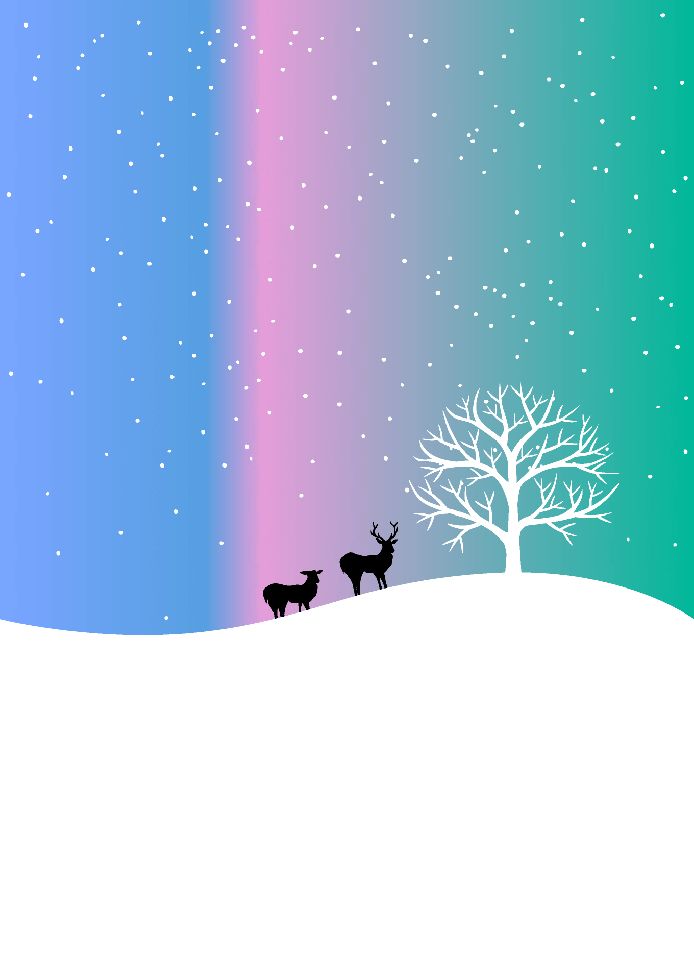 雪原の鹿シルエット背景画像 イラスト素材 超多くの無料かわいいイラスト素材