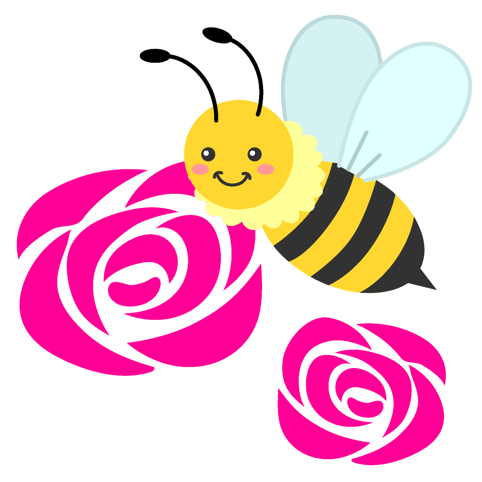 かわいいミツバチとバラの花 イラスト素材 超多くの無料かわいいイラスト素材