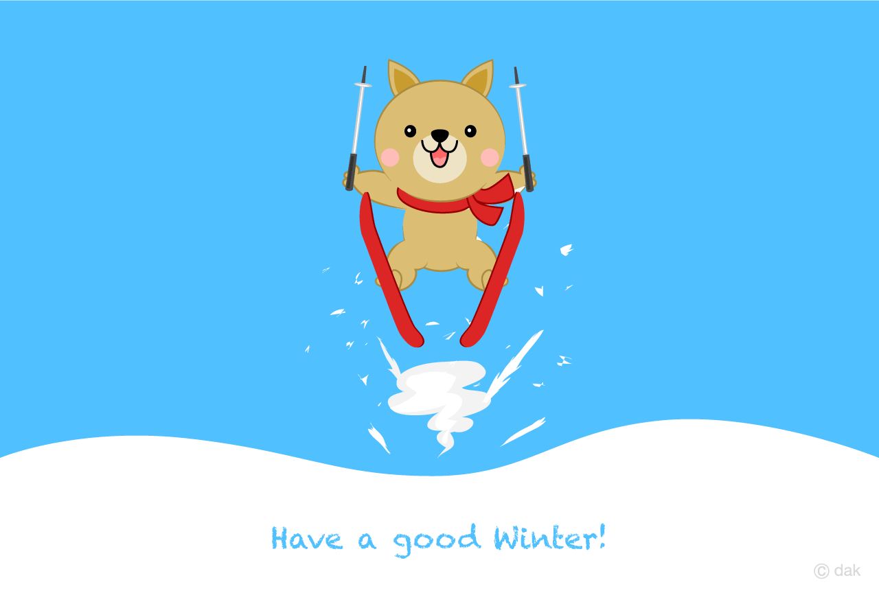 滑雪跳跃的狗寒冬慰问